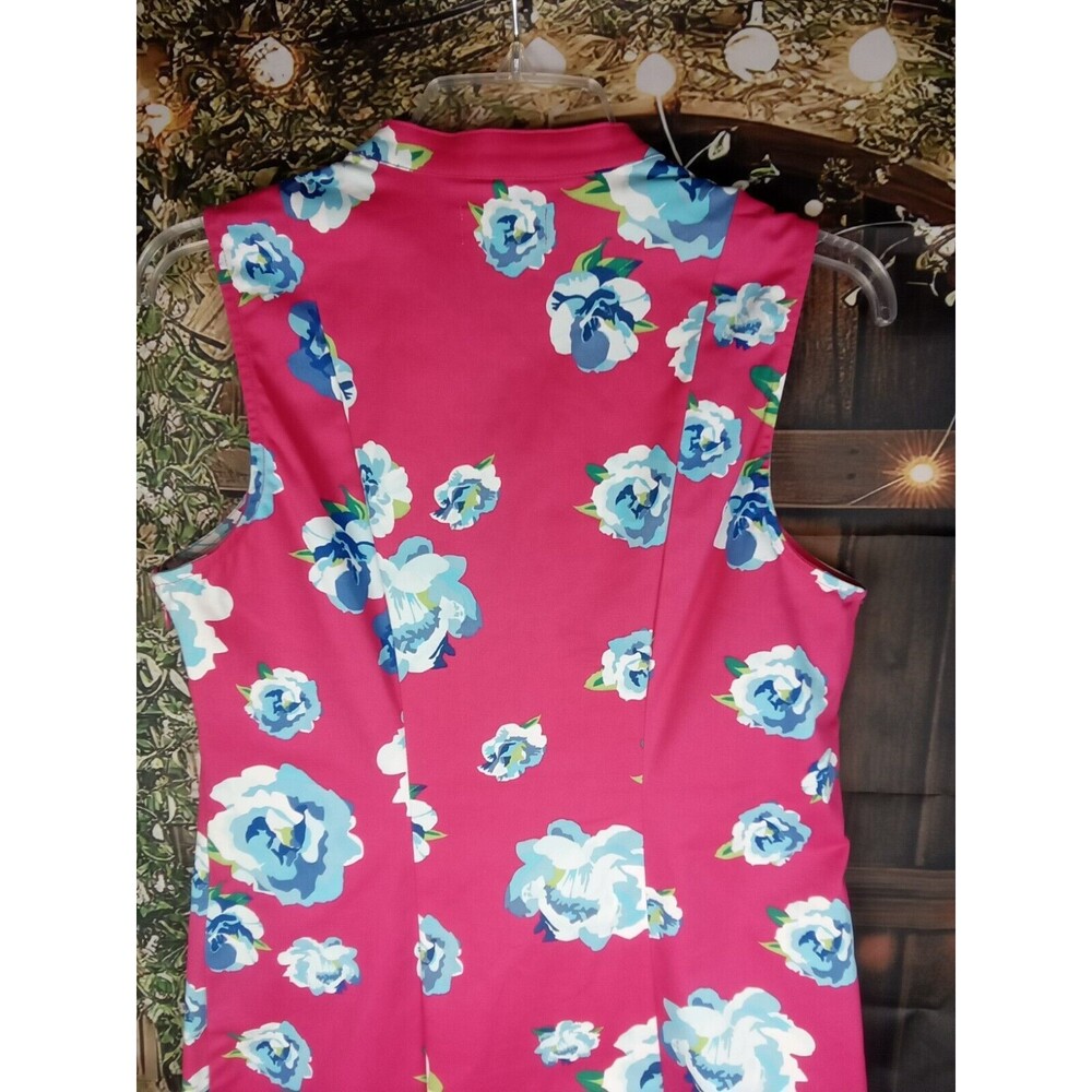 Mudpie Dress Size M Pink Floral White Lace Embroidered V Neck Side Zip - Picture 9 of 10